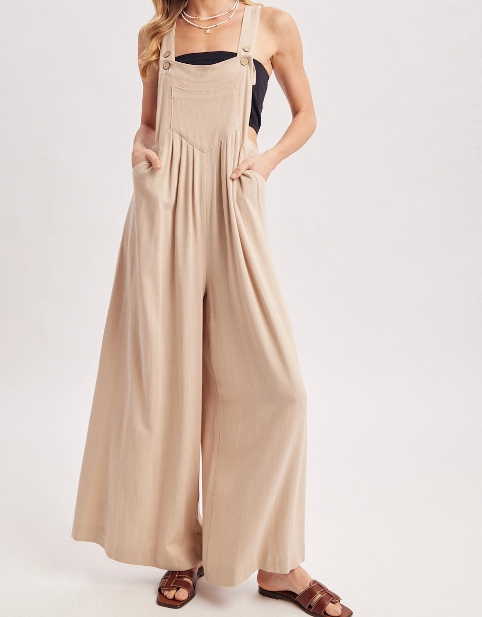 Flowy Wide Leg Overall Jumpsuit