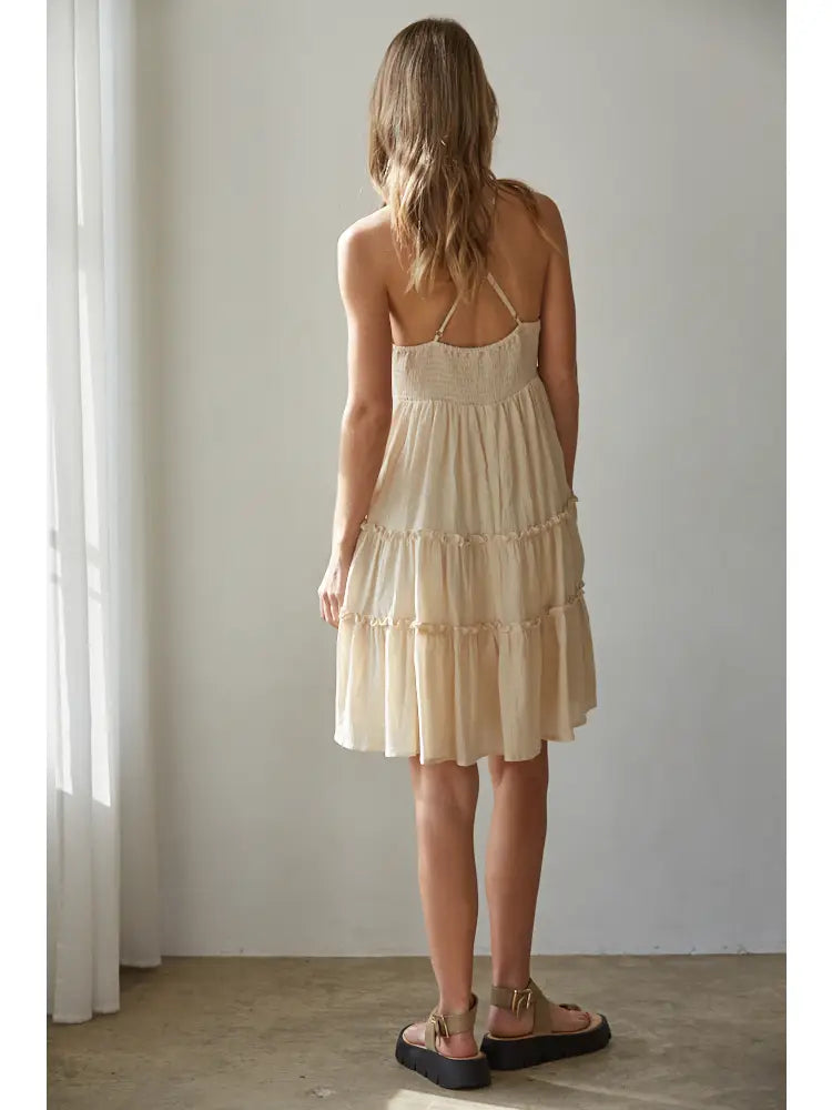 Woven Cotton Sleeveless Spaghetti Strap V-Neck