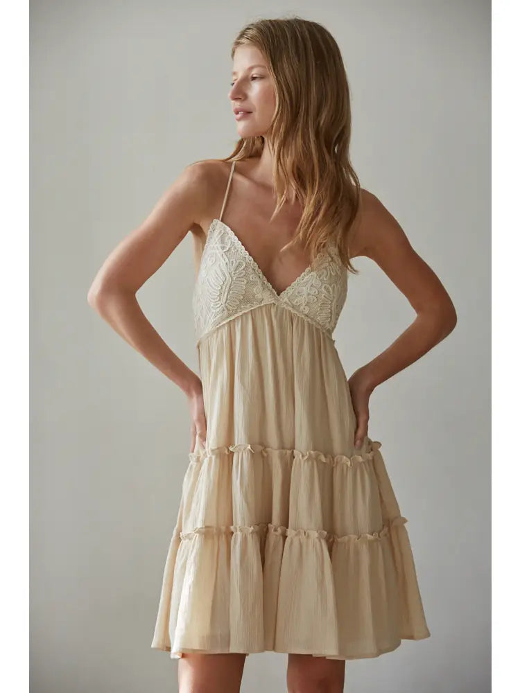 Woven Cotton Sleeveless Spaghetti Strap V-Neck