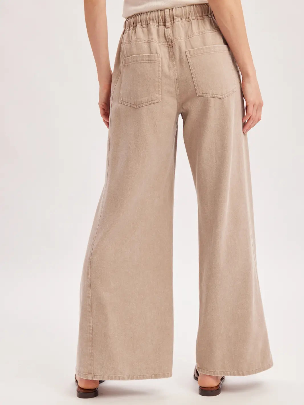 Tan Relaxed Flare Knit Pants